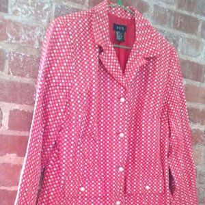 R.Q.T Pink Orange White Multicolor Cotton Jacket Blazer Overcoat Women Size 10